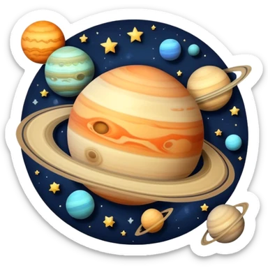 outer space with planets and stars sticker