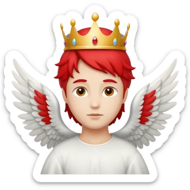 an angel with a red crown on his head, 4 wings sticker