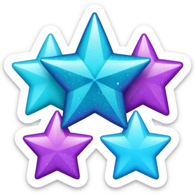 glitter purple and cian 3 stars sticker