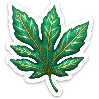 A glittery green leaf sticker