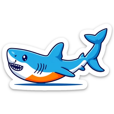 cool cartoon shark with blue Nike shoes sticker