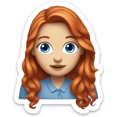 Red hair blue eyes white girl working on macbook sticker