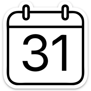 number 31, modern outlined icon style, simple and bold, no fill sticker