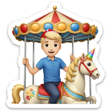 boy spinning inside of a carousel sticker