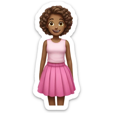smiling girl in pink skirt birthday  sticker