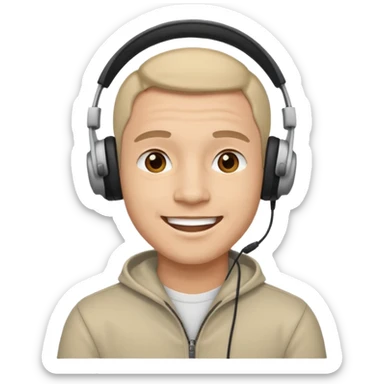 Happy man with headphones sticker