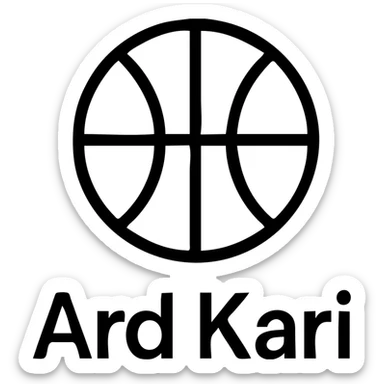 logo with text 'Ard Kari', modern icon style, bold lines, minimal color, basketball theme, clean and professional sticker