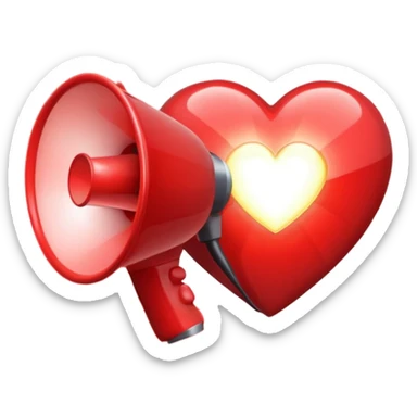 megaphone with a glowing heart coming out sticker