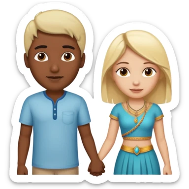 Indian man and blonde woman holding hands sticker