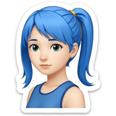 chica con pelo azul colita de costado sticker