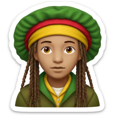 Jamaican dreads with a Jamaican bonnet no person just the hair sticker