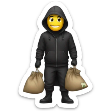 Thief with a bag of money sticker