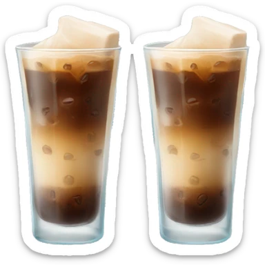 Ice coffee in glass with ice cubes  sticker