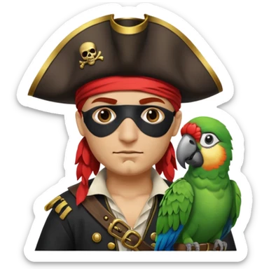 pirate with eye patch and parrot sticker