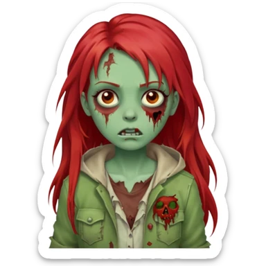 i want a zombie girl emoji with long red hair sticker