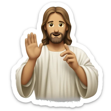 jesus hand cupping ear sticker