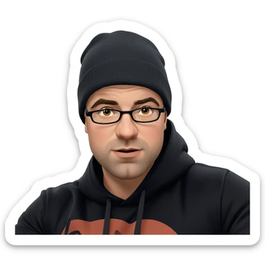 male in beanie indoors sticker