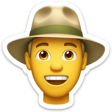 white guy in safari hat singing sticker