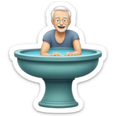 old man breeding mosquitoes in bird bath sticker