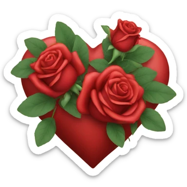 heart with red roses sticker