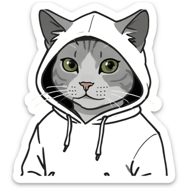 Cat wearing hoodie sticker