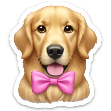 golden retriever with a pink bow  sticker