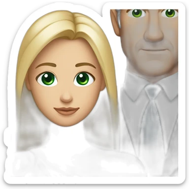 Mel gibson with blue eyes with finge a short blond straight square cut with  woman with green eyes sticker