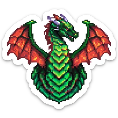 Dragon-shaped member emblem with scales transitioning from green to red gradient sticker