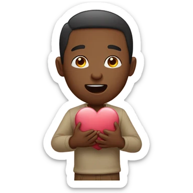 Guy holding a heart while giving kisses  sticker