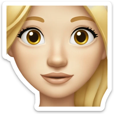 white strawberry blond haired girl with layers and long hair. she has freckles and is wearing a black top sticker