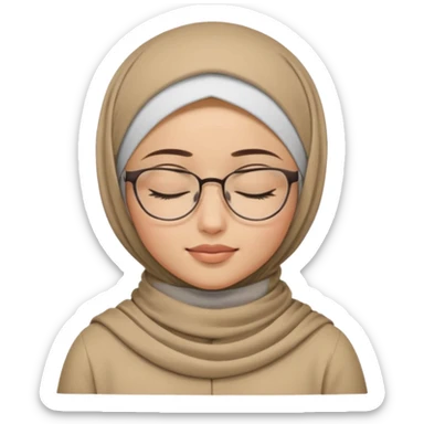 A hijabi girl with glasses, closed eyes, calm sticker