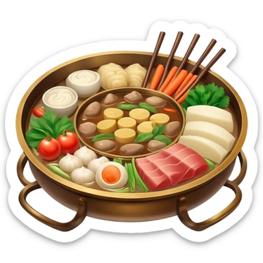 Classic Chinese bronze hotpot with ingredients sticker