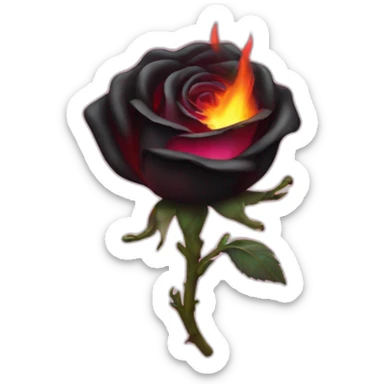 black burning rose with pink fire sticker