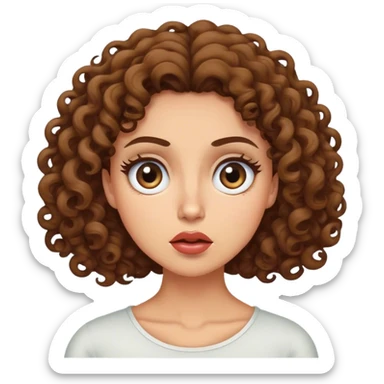 A curly brunette lady is rolling her eyes up sticker