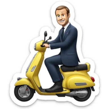 Macron sur un scooter Macron sur un scooter en train de cabrer je suis en train de créer des emoji sticker