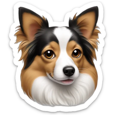 Tri color papillon sheltie Chihuahua dog sticker