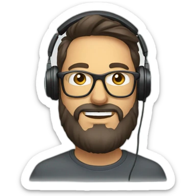 a man with vision glasses and have beard and with headphones sticker