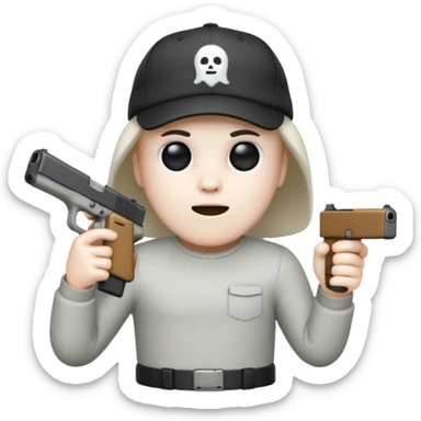 Emoji de Fantasma con glock 19 en la mano izquierda y con gorra sticker