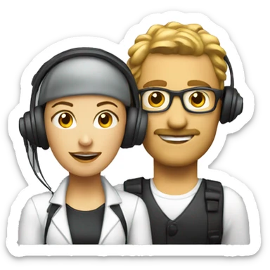 Stage manager with a headset girl white sticker