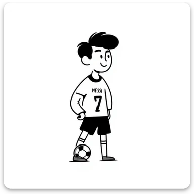 Lionel Messi, football legend, hand drawn doodle style sticker