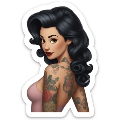 Pinup dark hair and tattoos sticker