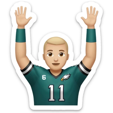 Eagles fan celebrating hard has number 1 on jersey  sticker