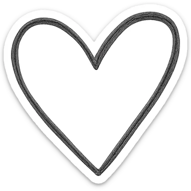 minimalist hand drawn black outline of a heart, white clean background sticker