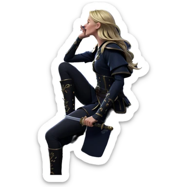 blonde girl with sword at night sticker
