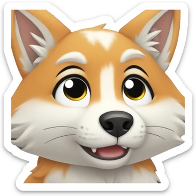 White Chibi Fox Furry Cry sticker