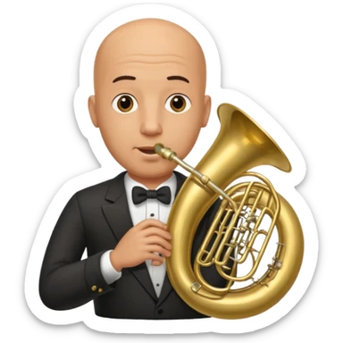 große Tuba, von gltzköpfigen Mann gespielt sticker
