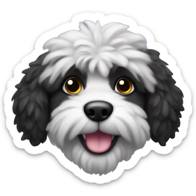 solid black fluffy puppy wearing a purple vest sticker