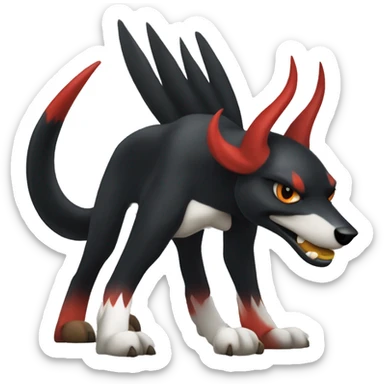 Black Cool Edgy Nargacuga-Houndoom-Fakémon  with White and Red Edgy markings sticker