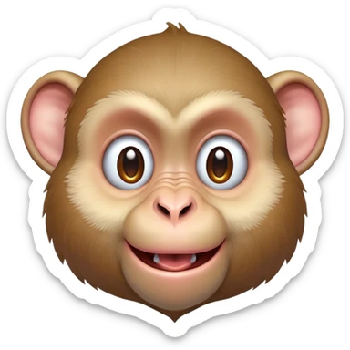 Cinematic Cheeky Macaque Portrait Emoji, Grinning mischievously with a tilted head and a playful smirk, showcasing a smart, agile build with soft, textured fur and wide, sparkling eyes pulling a funny face, Simplified yet strikingly expressive features, highly detailed, glowing with a warm, vibrant radiance, high shine, spirited and impish, stylized with an air of cheeky primate mischief, focused and teasing, soft glowing outline, capturing the essence of a cheeky macaque that looks ready to jump out of the screen with playful charm! sticker