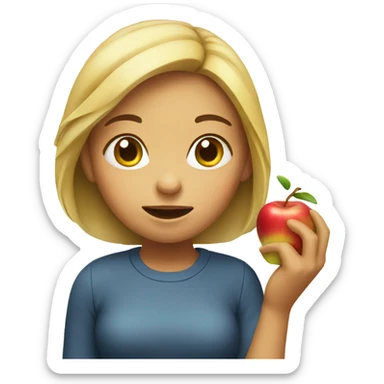 girl eating apple sticker